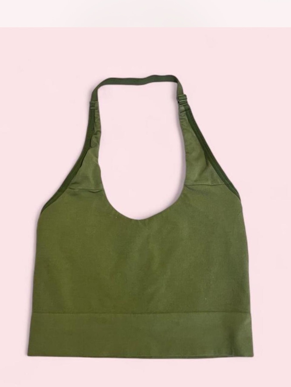 Auden Olive Green Crop Halter Tank Top